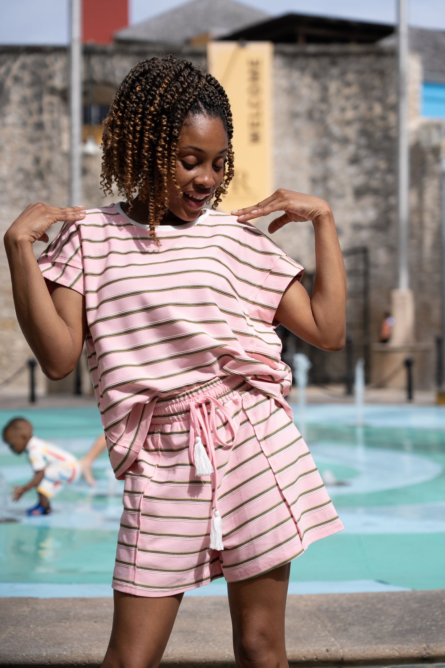 Pink short set
