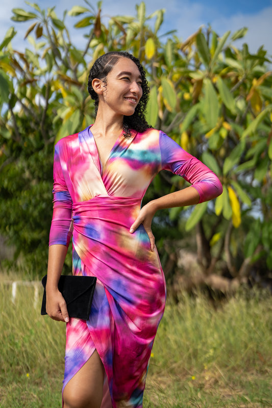 Blue & Pink patterned dress