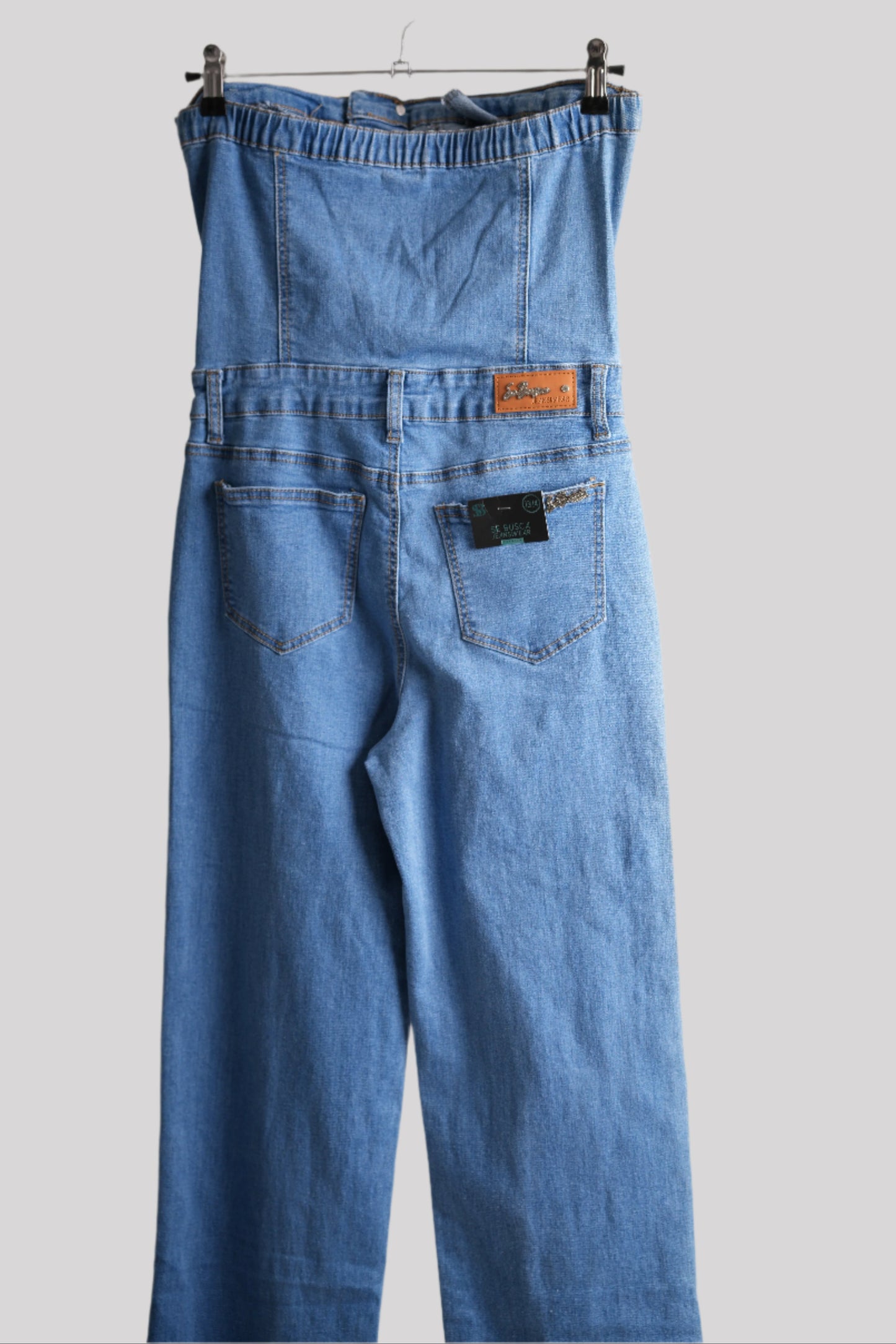 Strapless denim jumpsuit