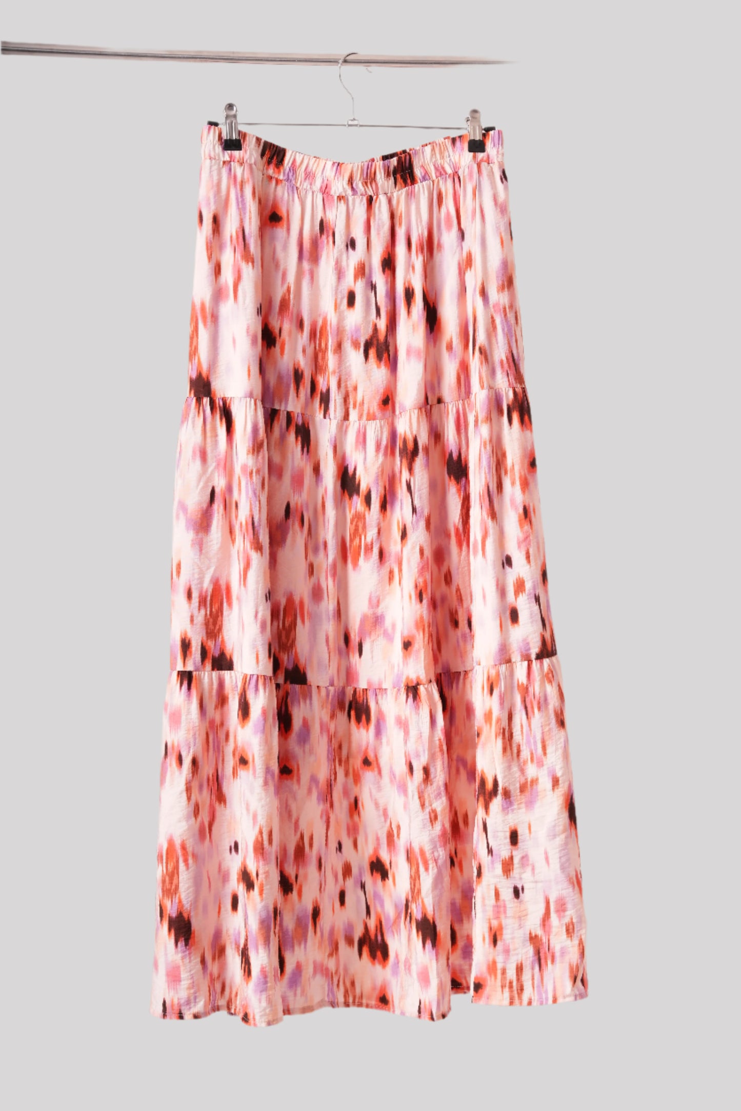 Pink patterned long skirt