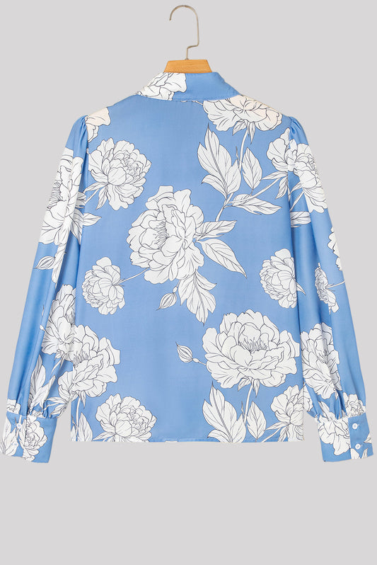 baby blue flower blouse