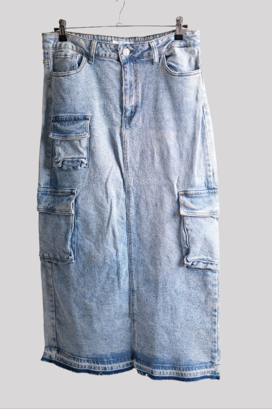 Denim Cargo Skirt - Light