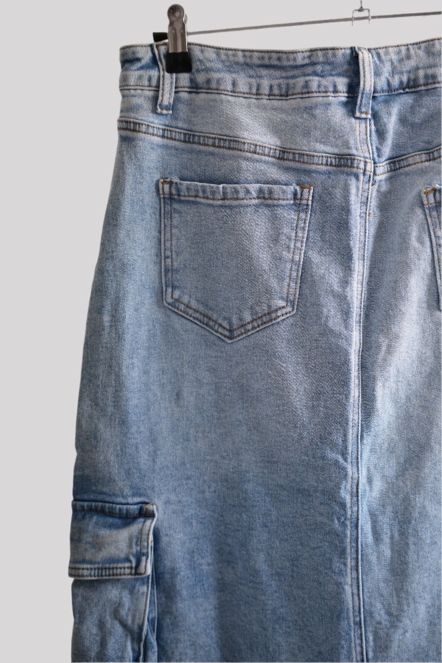 Denim Cargo Skirt - Light