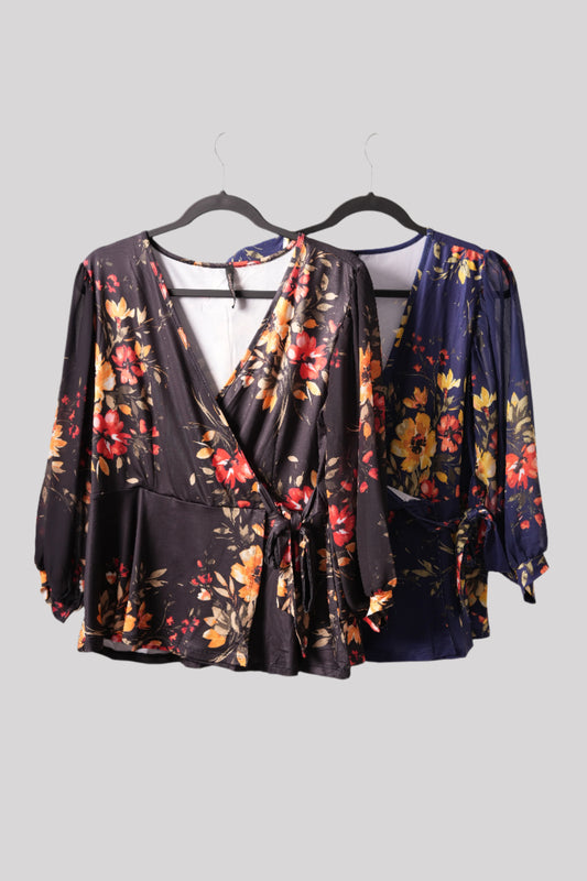Crossed floral blouse