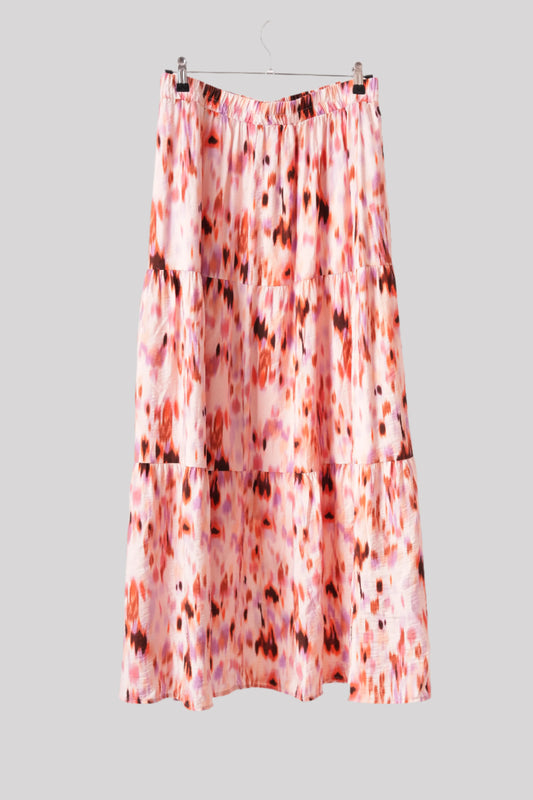 Pink patterned long skirt