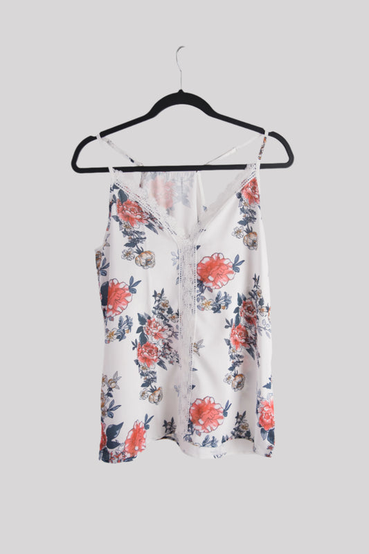 Flowered strapped tank top