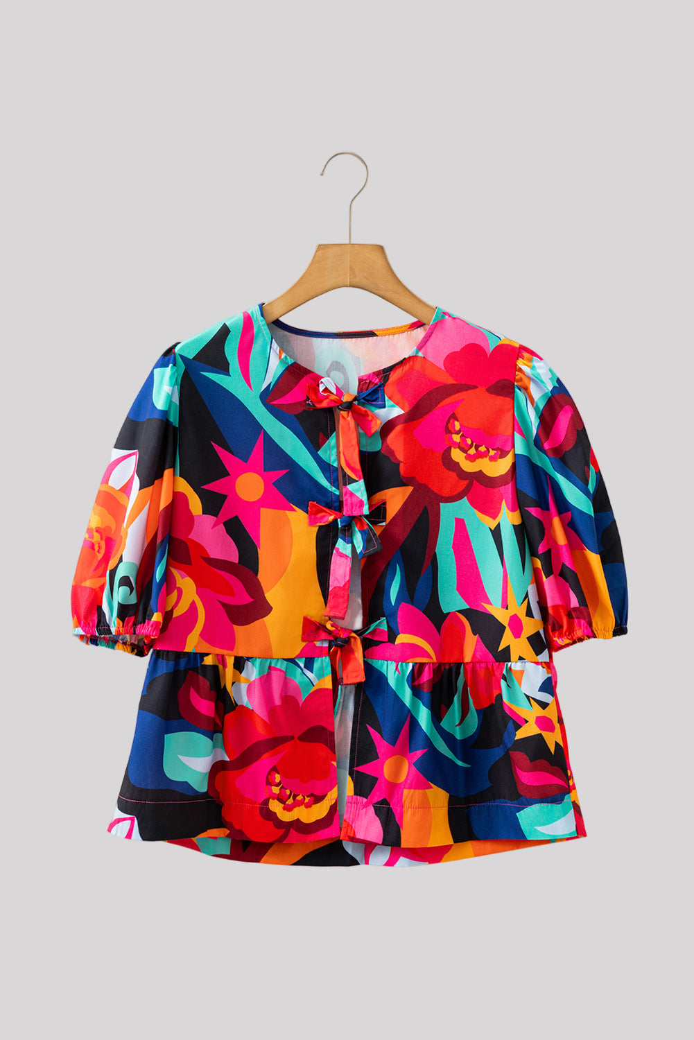 Colorful blouse with bows