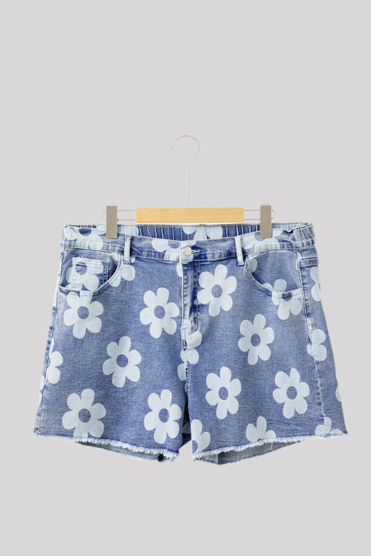 Flower jeans short