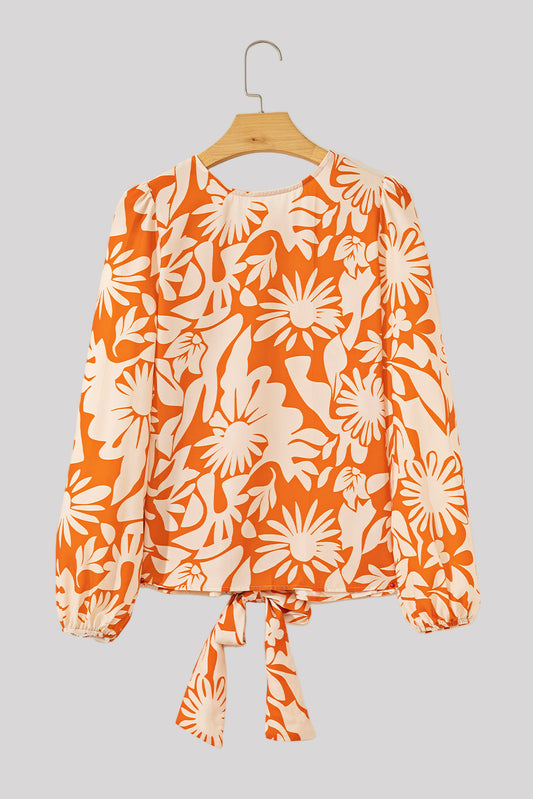 Open back orange blouse