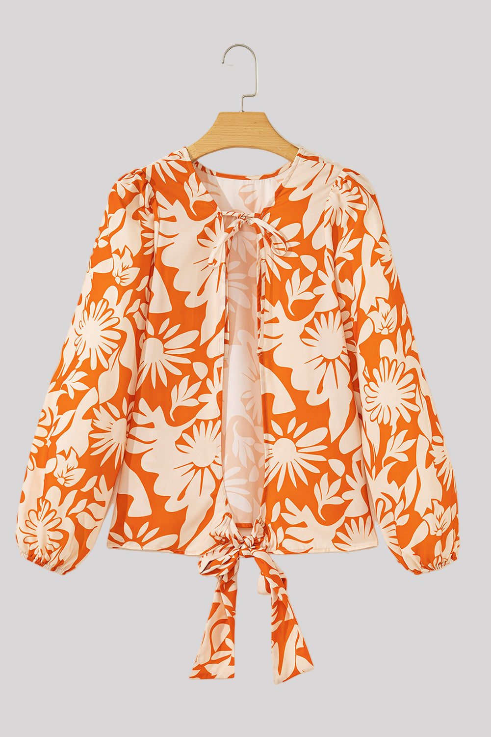 Open back orange blouse