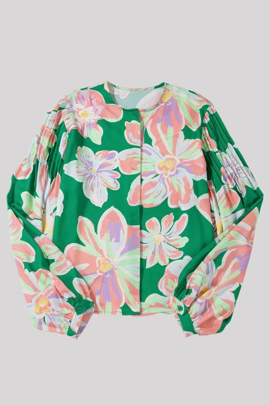 Green and pink blouse