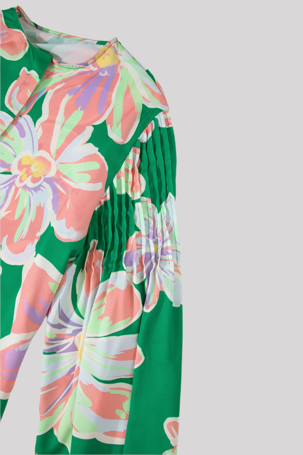 Green and pink blouse