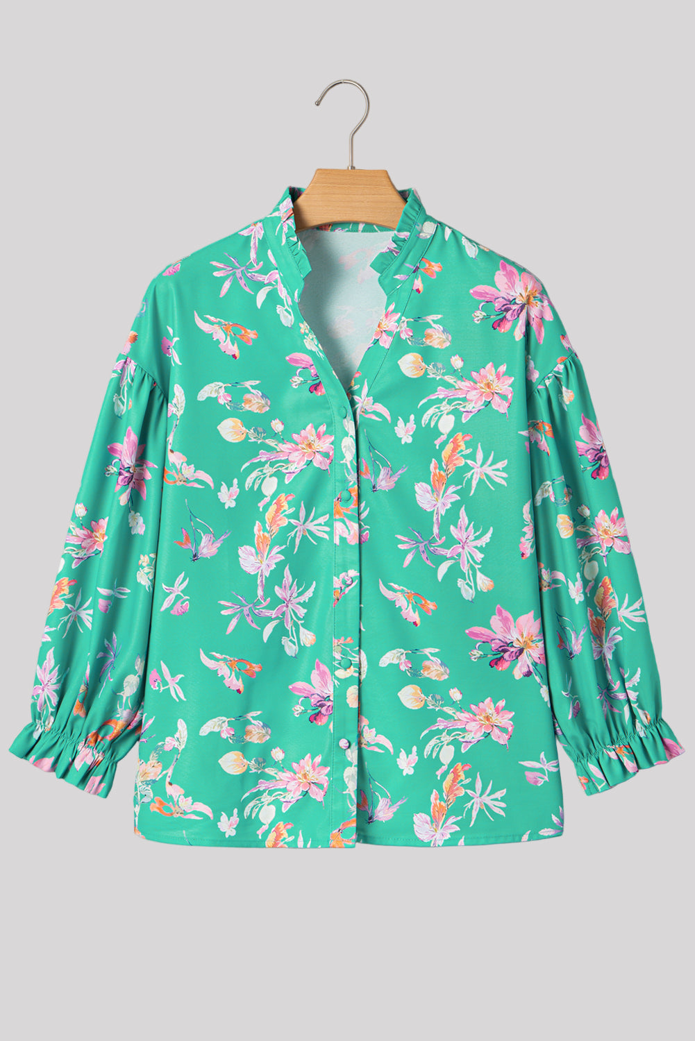 Turquoise floral blouse