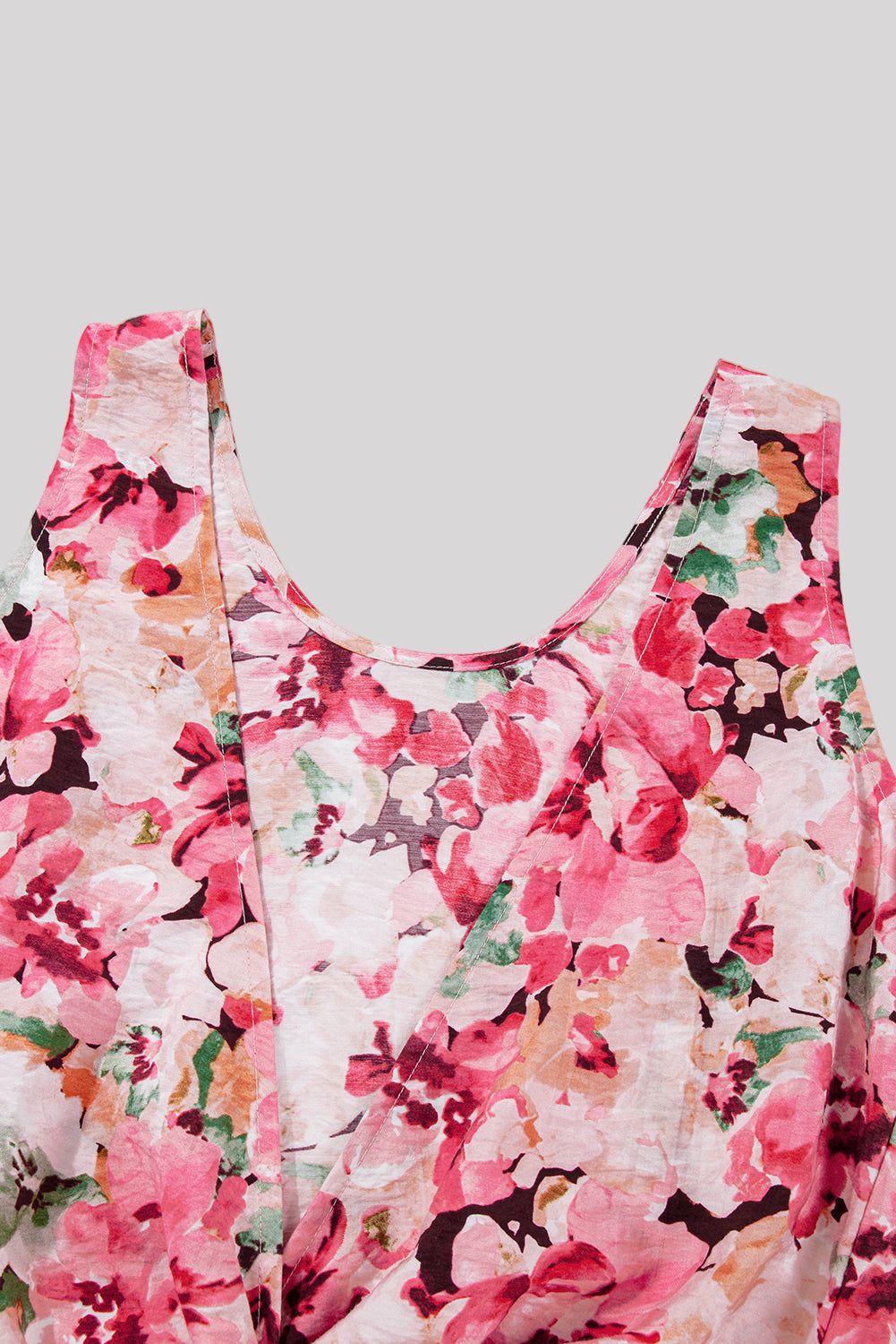 Pink floral open-back blouse