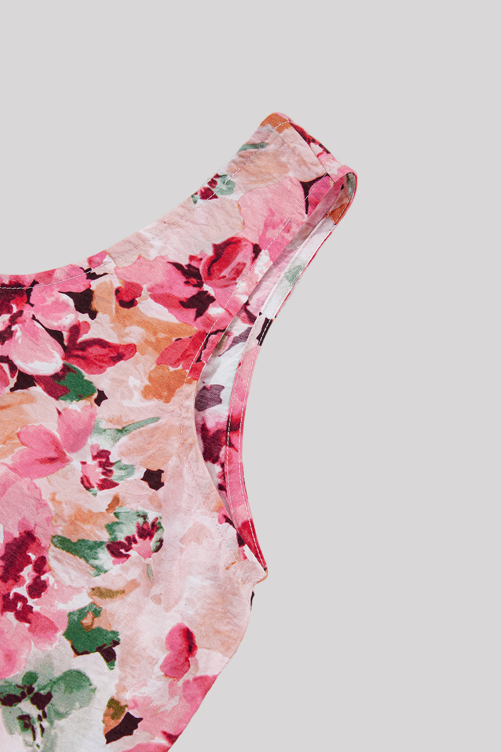 Pink floral open-back blouse