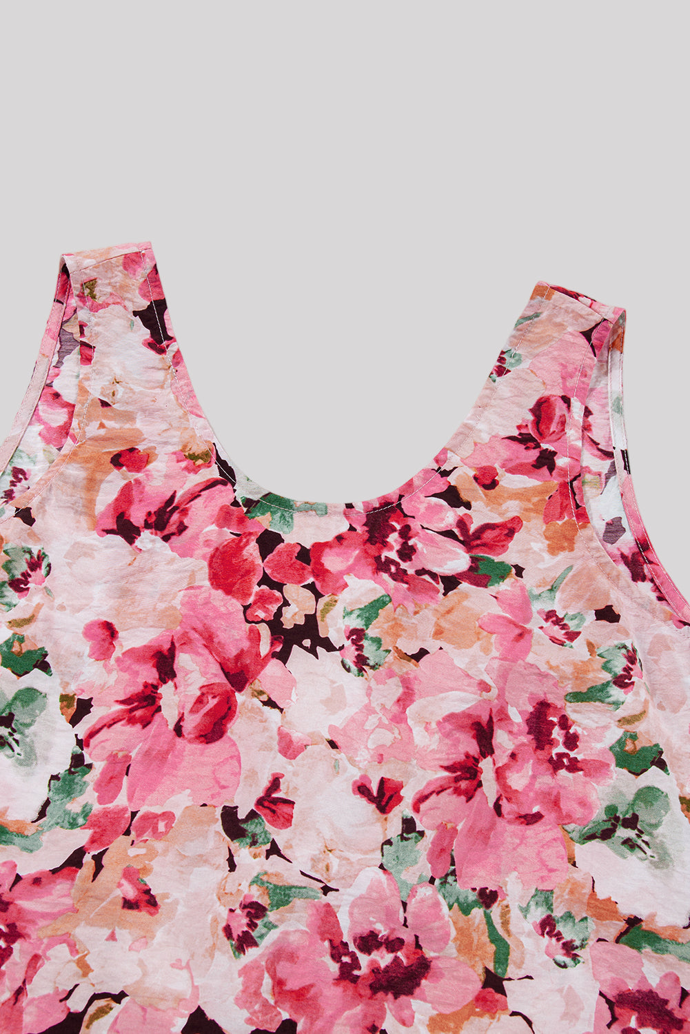 Pink floral open-back blouse