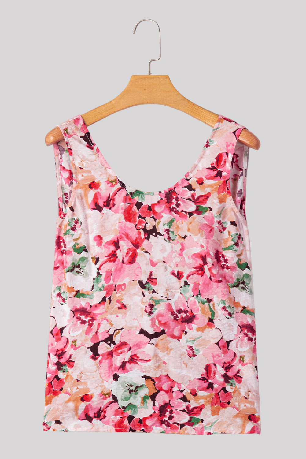 Pink floral open-back blouse