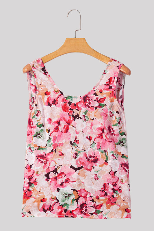 Pink floral open-back blouse