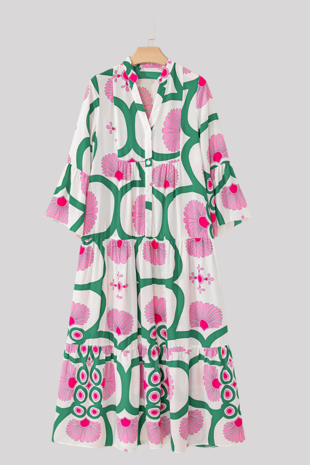 Green and pink long dress