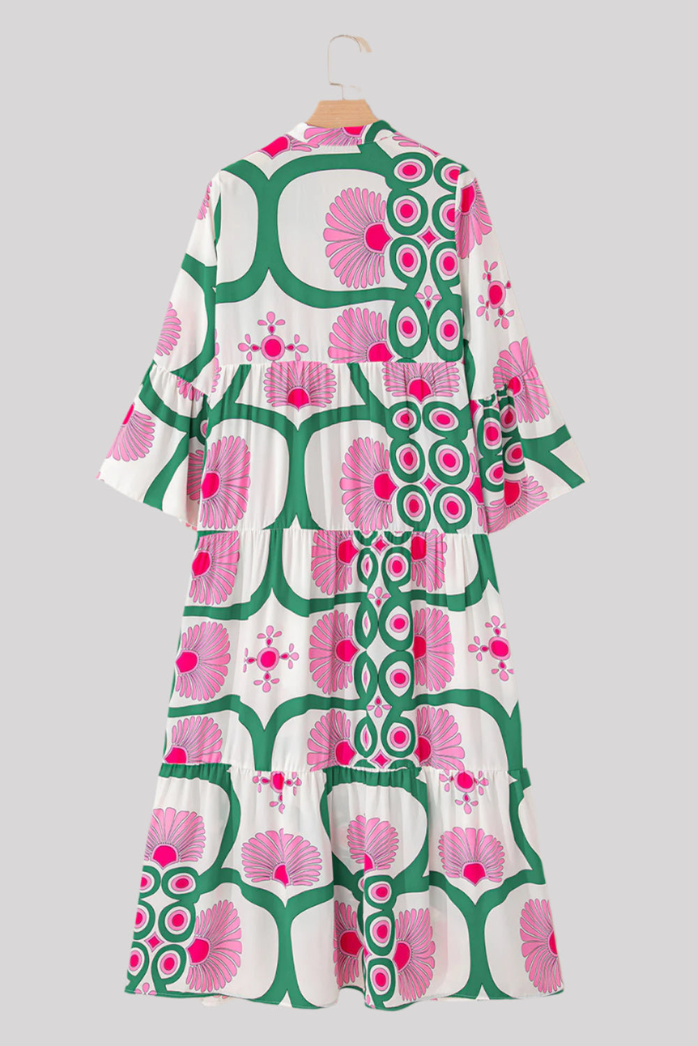 Green and pink long dress