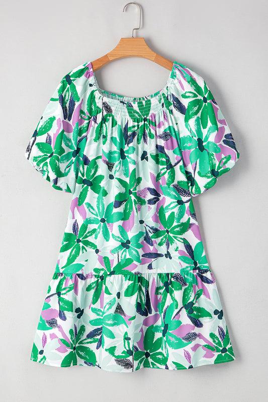 Green and purple short dress
