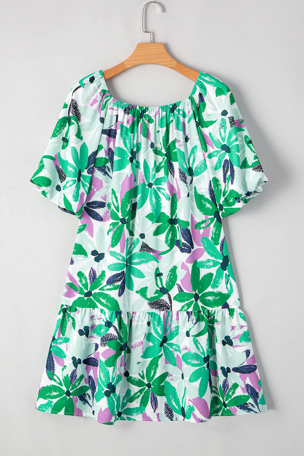 Green and purple short dress