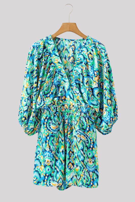 Blue and green romper