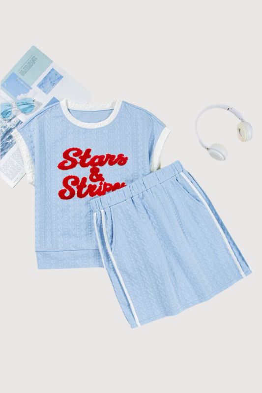 Blue skirt set