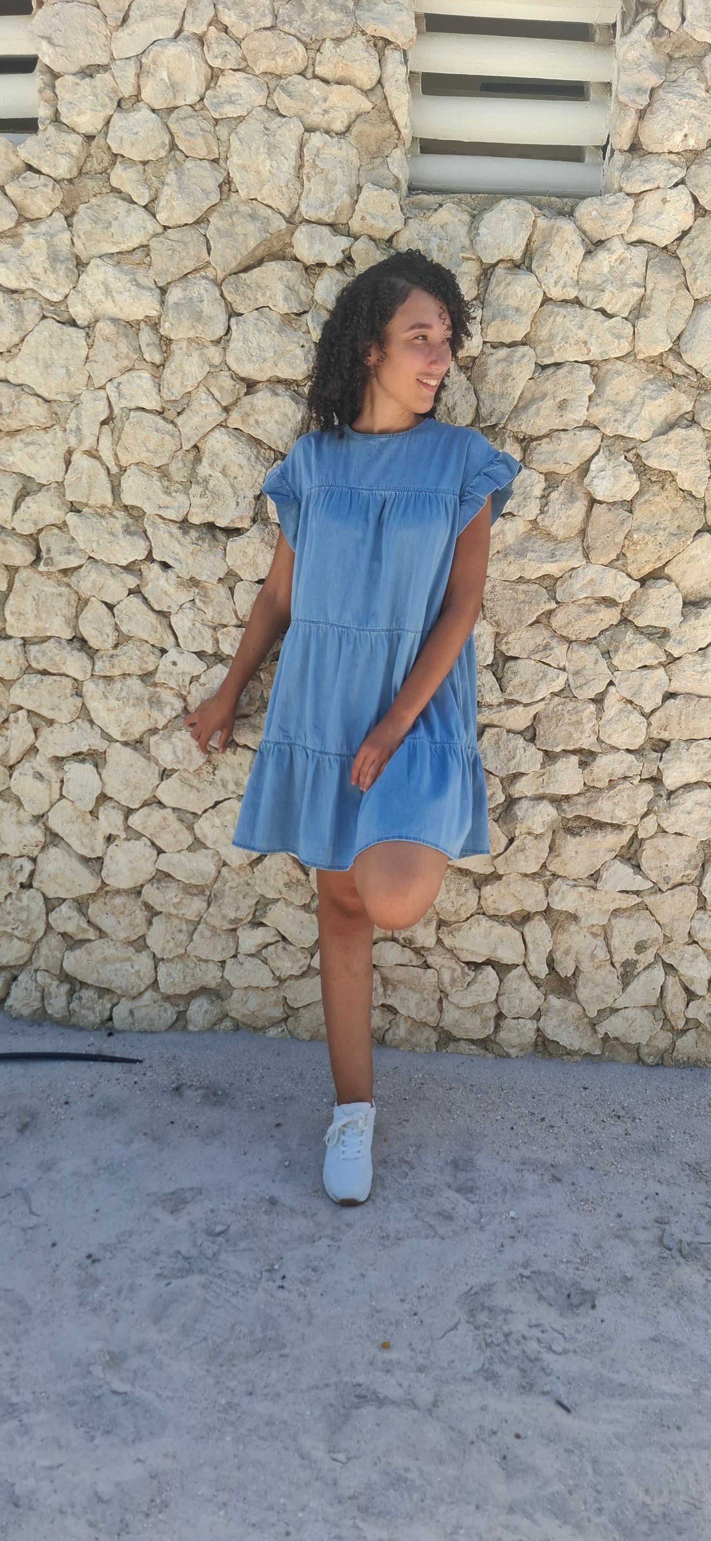 Mini denim dress