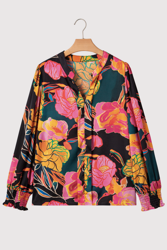 Black chic floral blouse