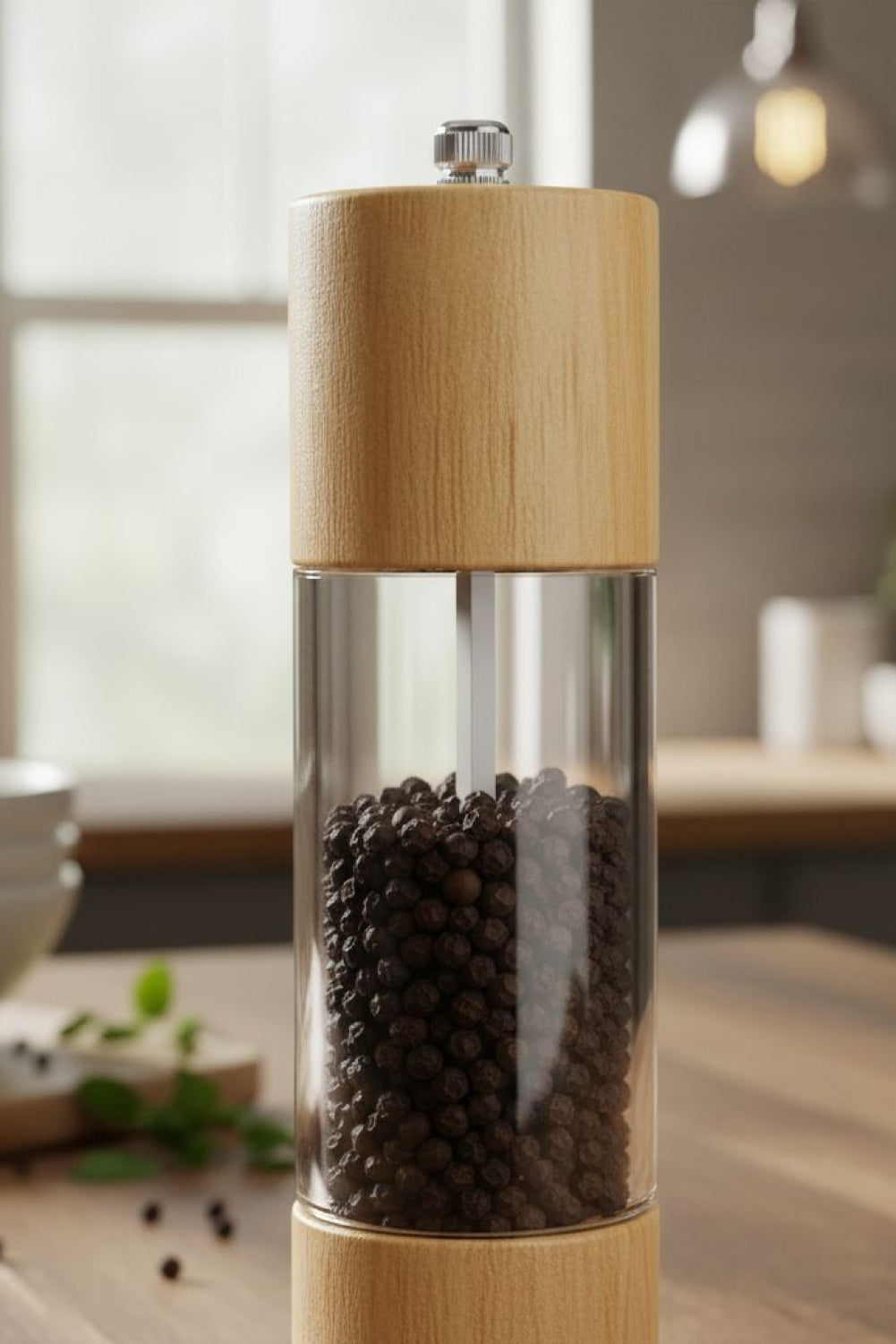 Bamboo glass salt/ pepper mill